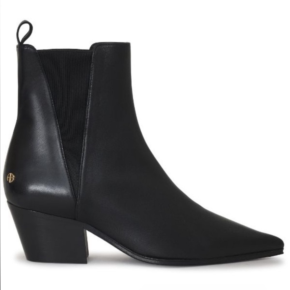Anine Bing Sky Black Leather Ankle Boots size 8